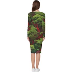 Long Sleeve V-Neck Bodycon Dress  