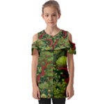 Redwood & Moss Fold Over Open Sleeve Top