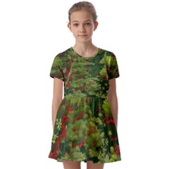 Kids  Short Sleeve Pinafore Style Dress 