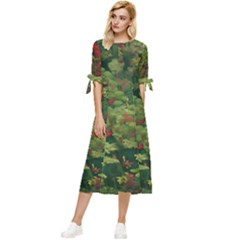 Bow Sleeve Chiffon Midi Dress 