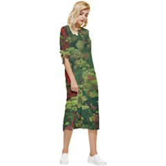Bow Sleeve Chiffon Midi Dress 