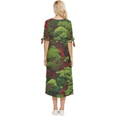 Bow Sleeve Chiffon Midi Dress 