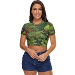 Redwood & Moss Side Button Cropped T-Shirt