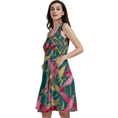Sleeveless V-Neck Skater Dress with Pockets 