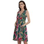 Foil & Black Birds Sleeveless Dress With Pocket