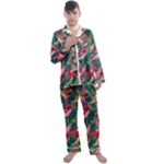 Foil & Black Birds Men s Long Sleeve Satin Pajamas Set
