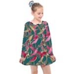Foil & Black Birds Kids  Long Sleeve Dress