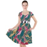 Foil & Black Birds Cap Sleeve Midi Dress