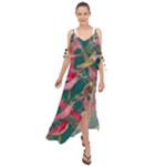 Foil & Black Birds Maxi Chiffon Cover Up Dress