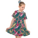 Foil & Black Birds Kids  Short Sleeve Shirt Dress