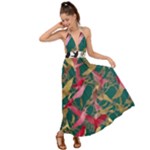 Foil & Black Birds Backless Maxi Beach Dress