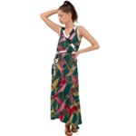Foil & Black Birds V-Neck Chiffon Maxi Dress