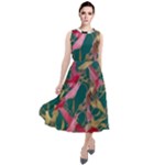 Foil & Black Birds Round Neck Boho Dress