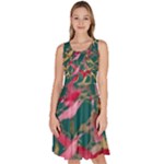 Foil & Black Birds Knee Length Skater Dress With Pockets