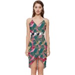 Foil & Black Birds Wrap Frill Dress