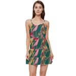 Foil & Black Birds Short Frill Dress