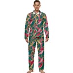 Foil & Black Birds Men s Long Sleeve Velvet Pocket Pajamas Set