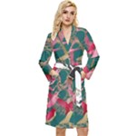 Foil & Black Birds Long Sleeve Velvet Robe