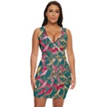 Foil & Black Birds Draped Bodycon Dress