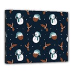 Santa Snowman Canvas 20  x 16  (Stretched)