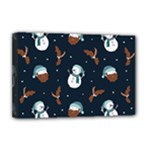 Santa Snowman Deluxe Canvas 18  x 12  (Stretched)