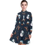 Santa Snowman Long Sleeve Chiffon Shirt Dress