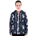 Santa Snowman Women s Zipper Hoodie