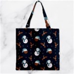 Santa Snowman Zipper Grocery Tote Bag