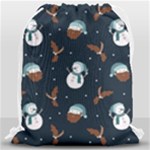Santa Snowman Drawstring Bag (Large)