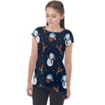 Santa Snowman Cap Sleeve High Low Top