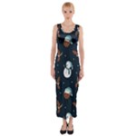 Santa Snowman Fitted Maxi Dress