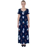 Santa Snowman High Waist Short Sleeve Maxi Dress