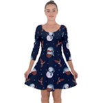 Santa Snowman Quarter Sleeve Skater Dress
