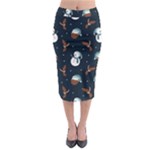 Santa Snowman Midi Pencil Skirt
