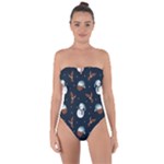 Santa Snowman Tie Back One Piece Swimsuit