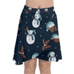 Santa Snowman Chiffon Wrap Front Skirt