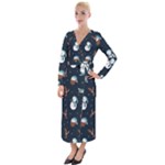 Santa Snowman Velvet Maxi Wrap Dress