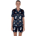 Santa Snowman Satin Short Sleeve Pajamas Set