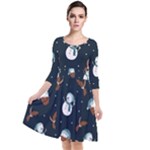 Santa Snowman Quarter Sleeve Waist Band Dress
