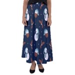 Santa Snowman Flared Maxi Skirt