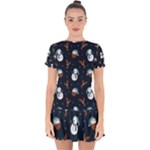 Santa Snowman Drop Hem Mini Chiffon Dress