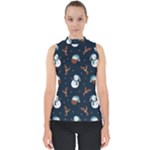 Santa Snowman Mock Neck Shell Top