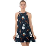 Santa Snowman Halter Tie Back Chiffon Dress