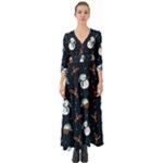Santa Snowman Button Up Boho Maxi Dress
