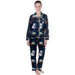 Santa Snowman Women s Long Sleeve Satin Pajamas Set	