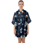 Santa Snowman Half Sleeve Satin Kimono 