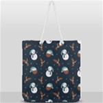 Santa Snowman Full Print Rope Handle Tote (Large)