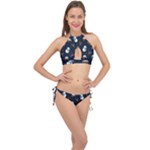 Santa Snowman Cross Front Halter Bikini Set
