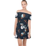 Santa Snowman Off Shoulder Chiffon Dress