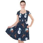 Santa Snowman Cap Sleeve Midi Dress